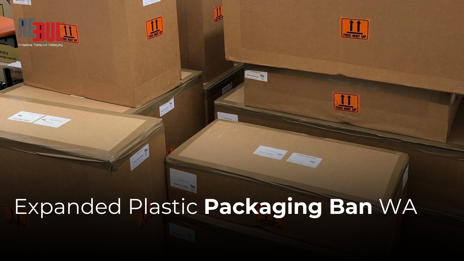 Stacked cardboard transport boxes demonstrating sustainable protective packaging solutions as an alternative to expanded plastic packaging in Western Australia.